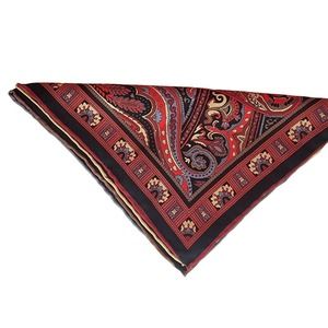 Vintage Dion Men's Red Black Paisley Pocket Square Handkerchief Tie Match